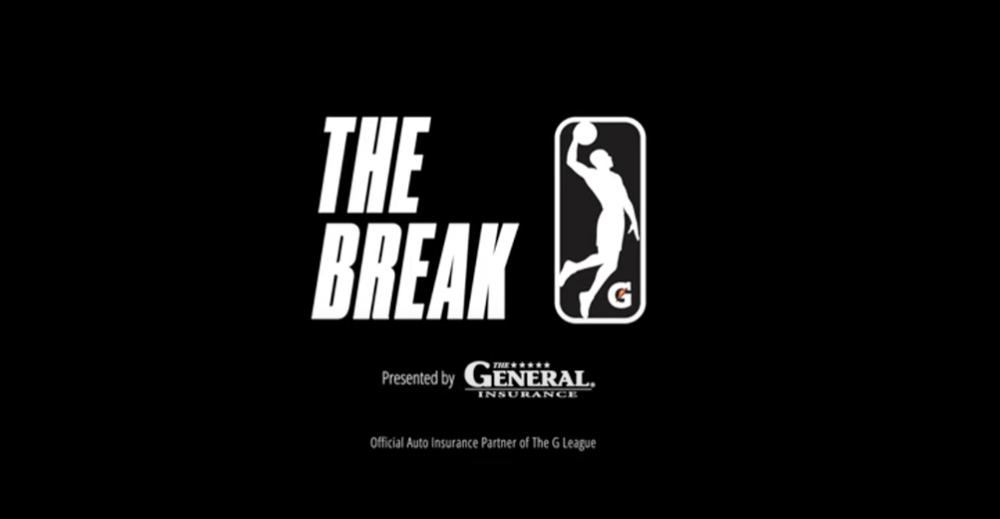 A G League "The Break" trailer graphic.