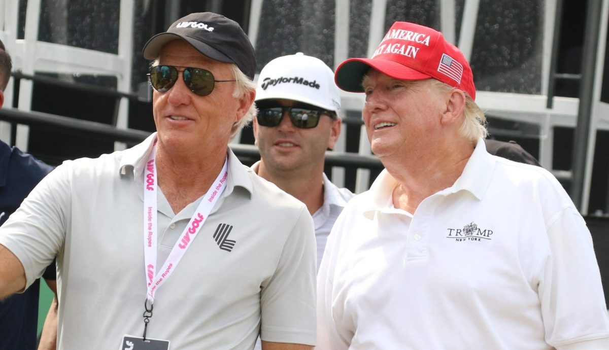Greg Norman and Donald Trump at a July 2022 LIV Golf event.