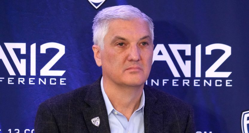 Pac-12 commissioner George Kliavkoff at the conference's basketball media day in Oct. 2022.