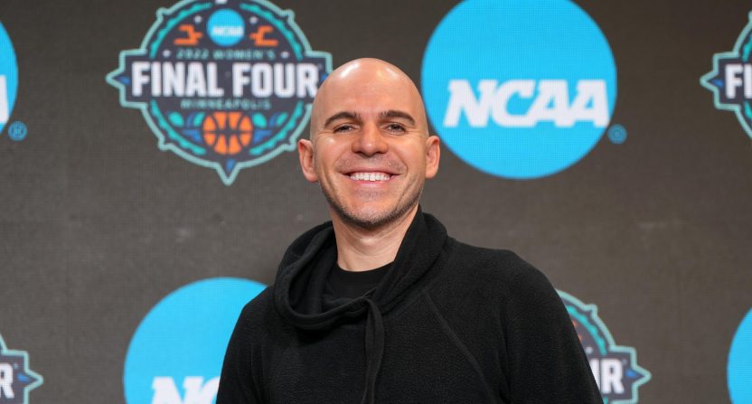 Ryan Ruocco at a NCAA women's basketball event in 2022.