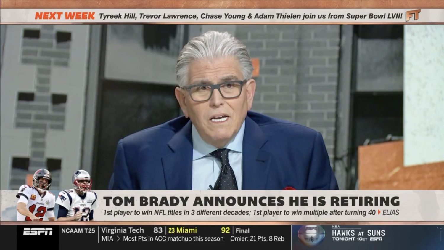 Mike Francesa on First Take discussing Tom Brady's retirement
