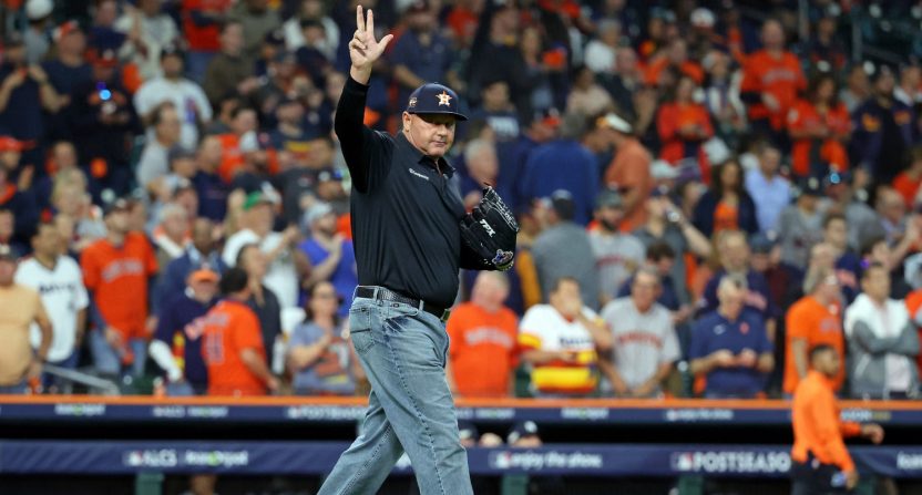 Roger Clemens at a 2022 ALCS game.