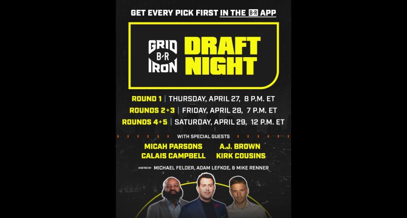 A graphic for the 2023 B/R Gridiron Draft Night show.