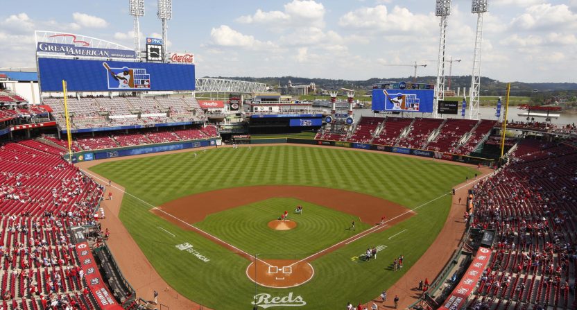 A view of the Reds hosting the Phillies at Great American Ball Park on April 15, 2023.