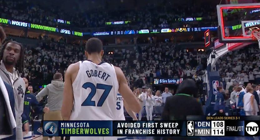 A NBA on TNT graphic on the Minnesota Timberwolves avoiding a sweep.
