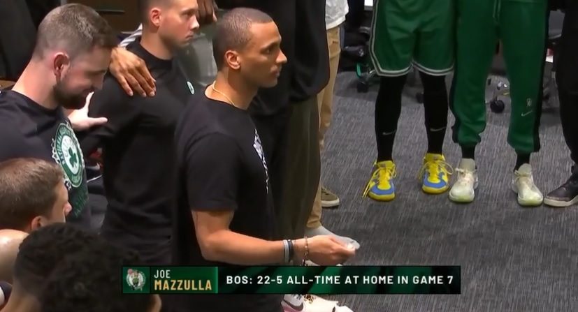 TNT cameras captured Celtics coach Joe Mazzulla giving his team a pregame speech, including a word not usually heard on TNT.