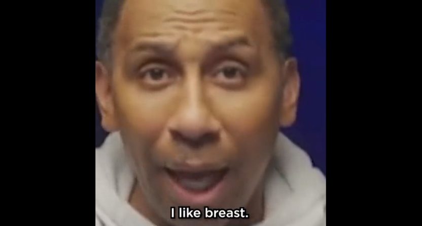 Stephen A. Smith discussing breasts on "The Stephen A. Smith Show."
