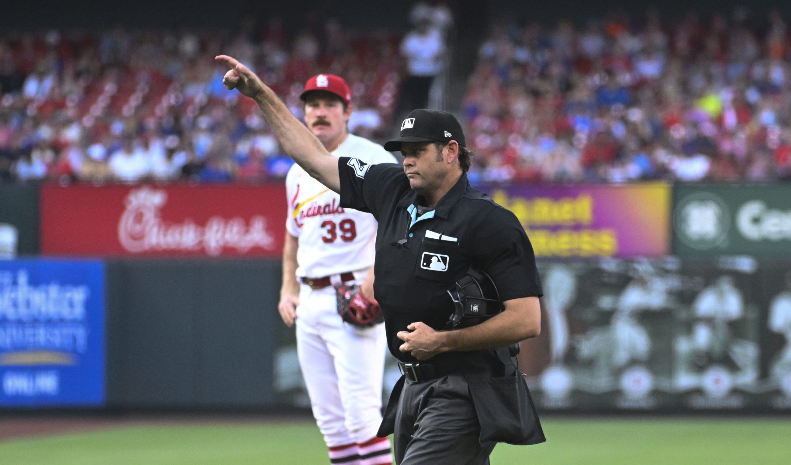 Three hitters into the Cubs-Cardinals series, there was an ejection, which Cardinals color commentator Brad Thompson couldn't believe. Photo Credit: Joe Puetz-USA TODAY Sports