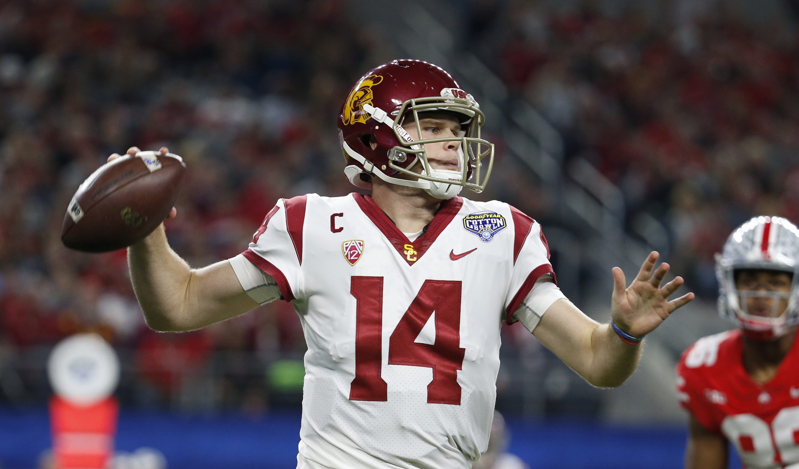 Quarterback Sam Darnold never played for Pete Carroll at USC. 49ers color commentator Tim Ryan apparently thought otherwise. Photo Credit: Tim Heitman-USA TODAY Sports