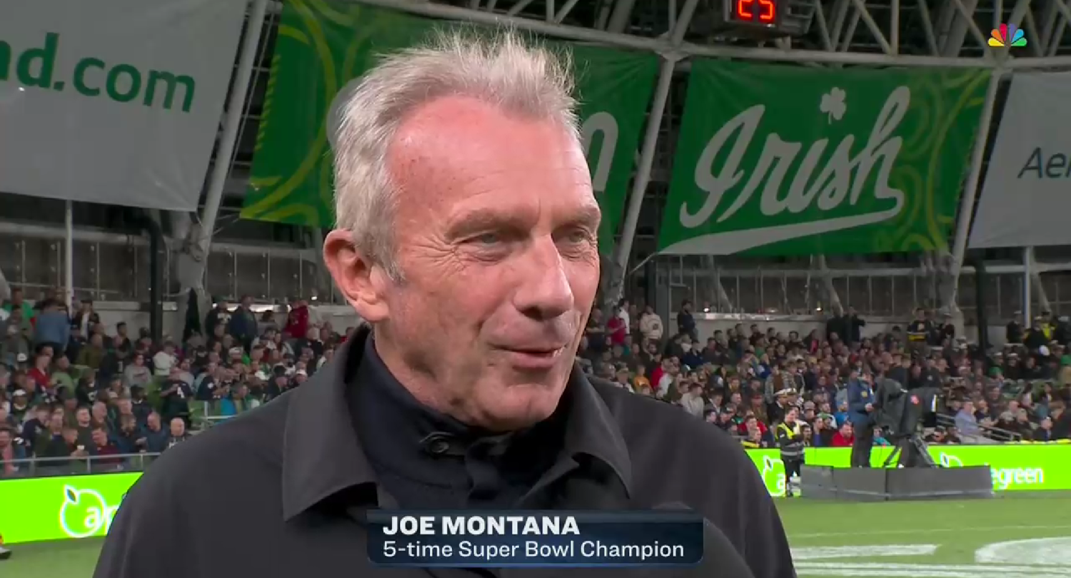 A NBC graphic claiming Joe Montana won five Super Bowls.