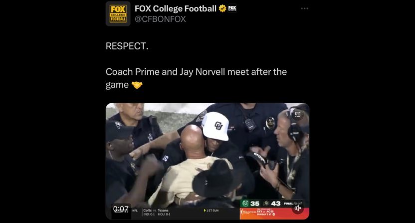 A Fox tweet misidentifying Colorado State coach Jay Norvell.