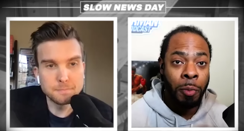 Kevin Clark hosting "Slow News Day" with guest Richard Sherman.