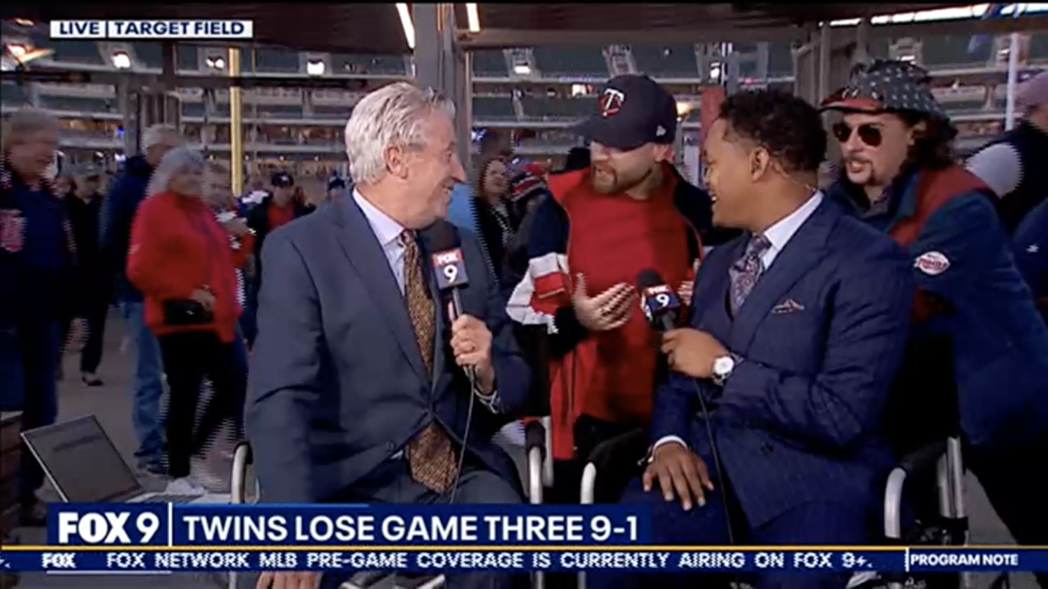 Minnesota Twins fan interrupts local news broadcast