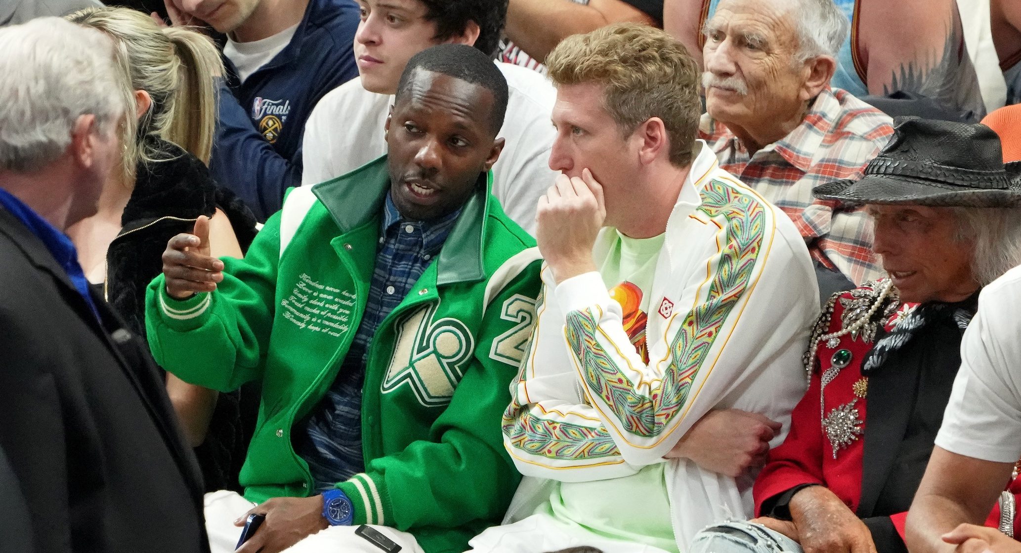 Sports agent Rich Paul (left) attends game two of the 2023 NBA Finals between the Miami Heat and Denver Nuggets at Ball Arena.