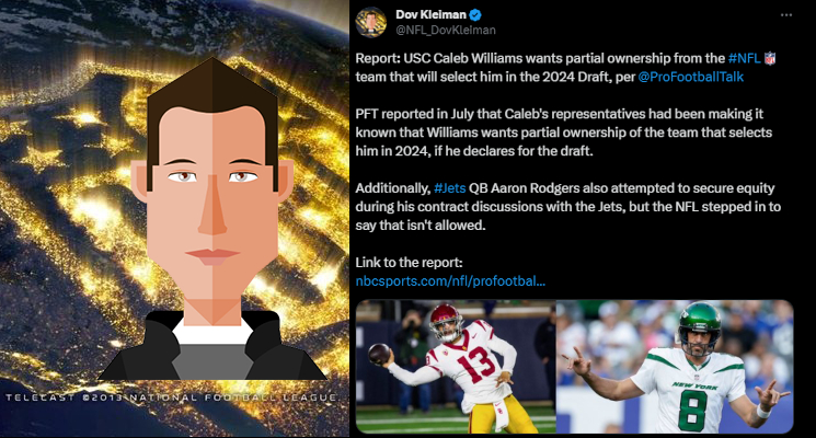 Dov Kleiman's avatar with his Caleb Williams tweet.