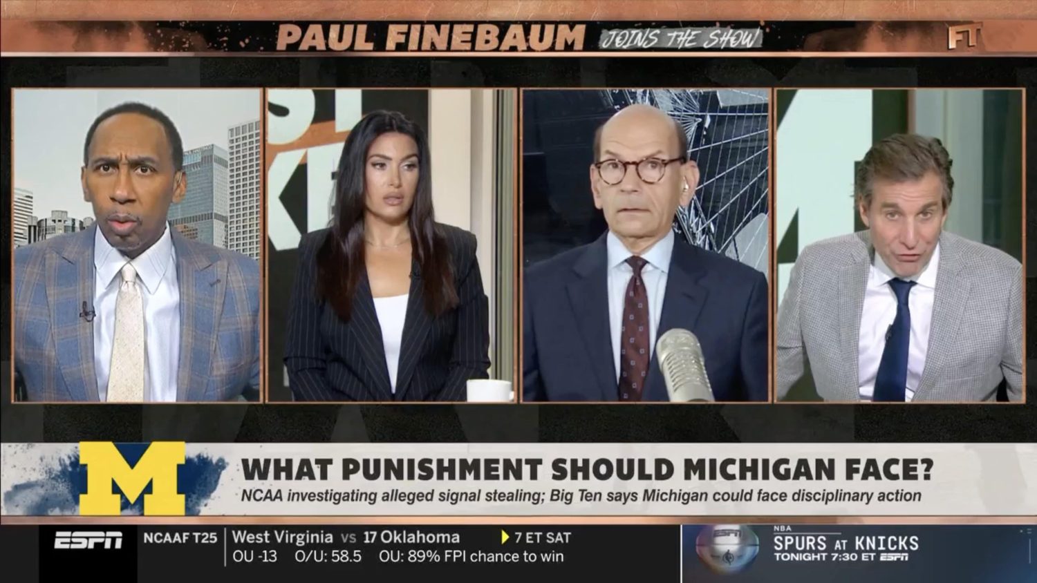 Stephen A. Smith, Paul Finebaum and Chris Russo discuss Michigan on First Take