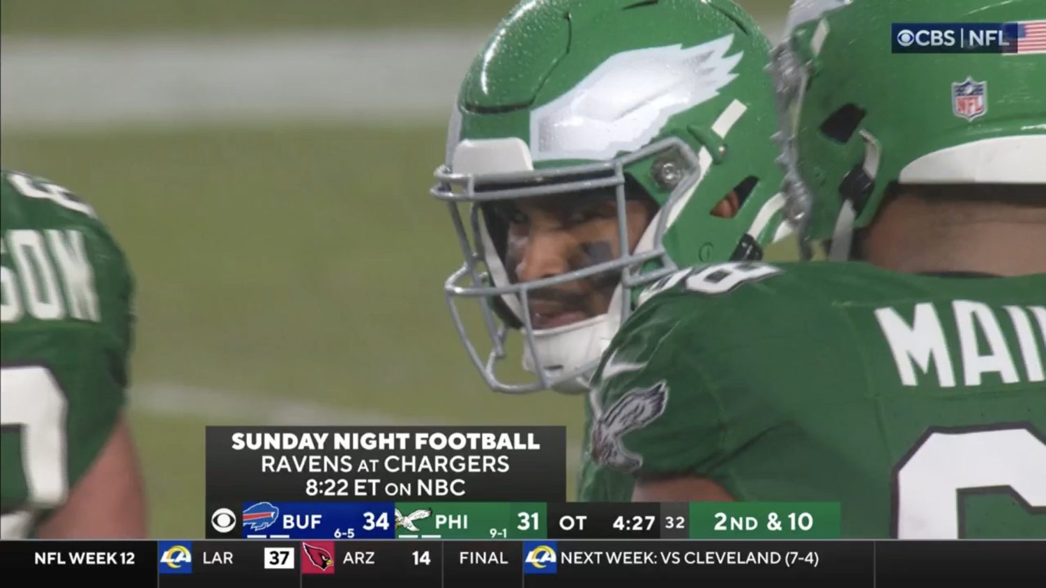 NBC Sunday Night Football promo during NFL on CBS