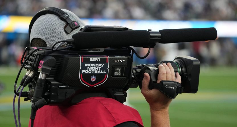 An ESPN Monday Night Football cameraman during the game
