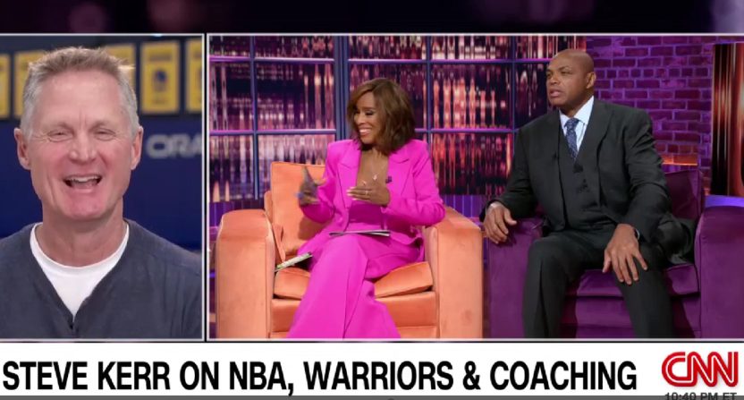 Steve Kerr on CNN's "King Charles" with Charles Barkley and Gayle King.