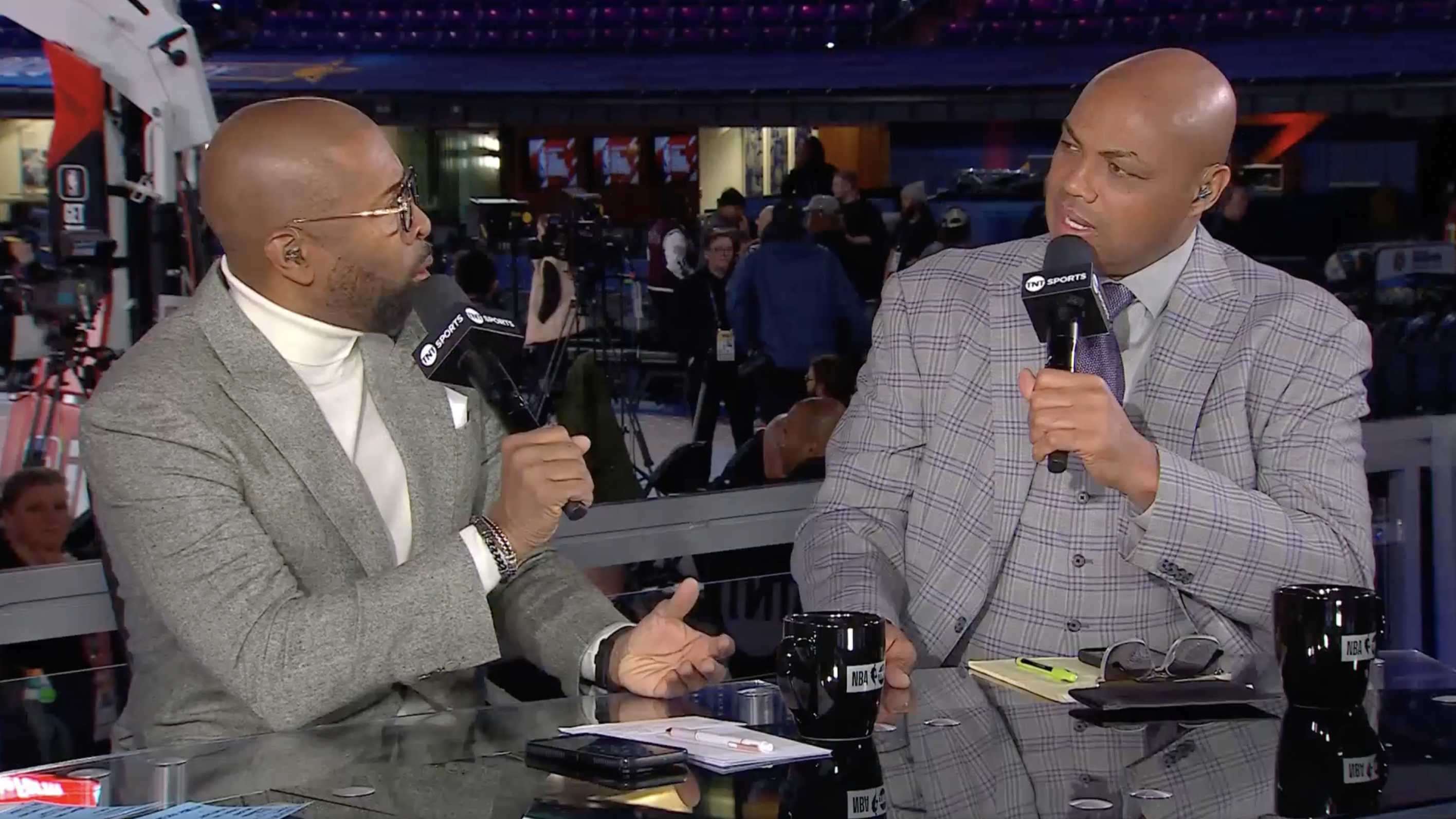 Charles Barkley and Kenny Smith on the NBA Tip-Off Show for the NBA All-Star festivities