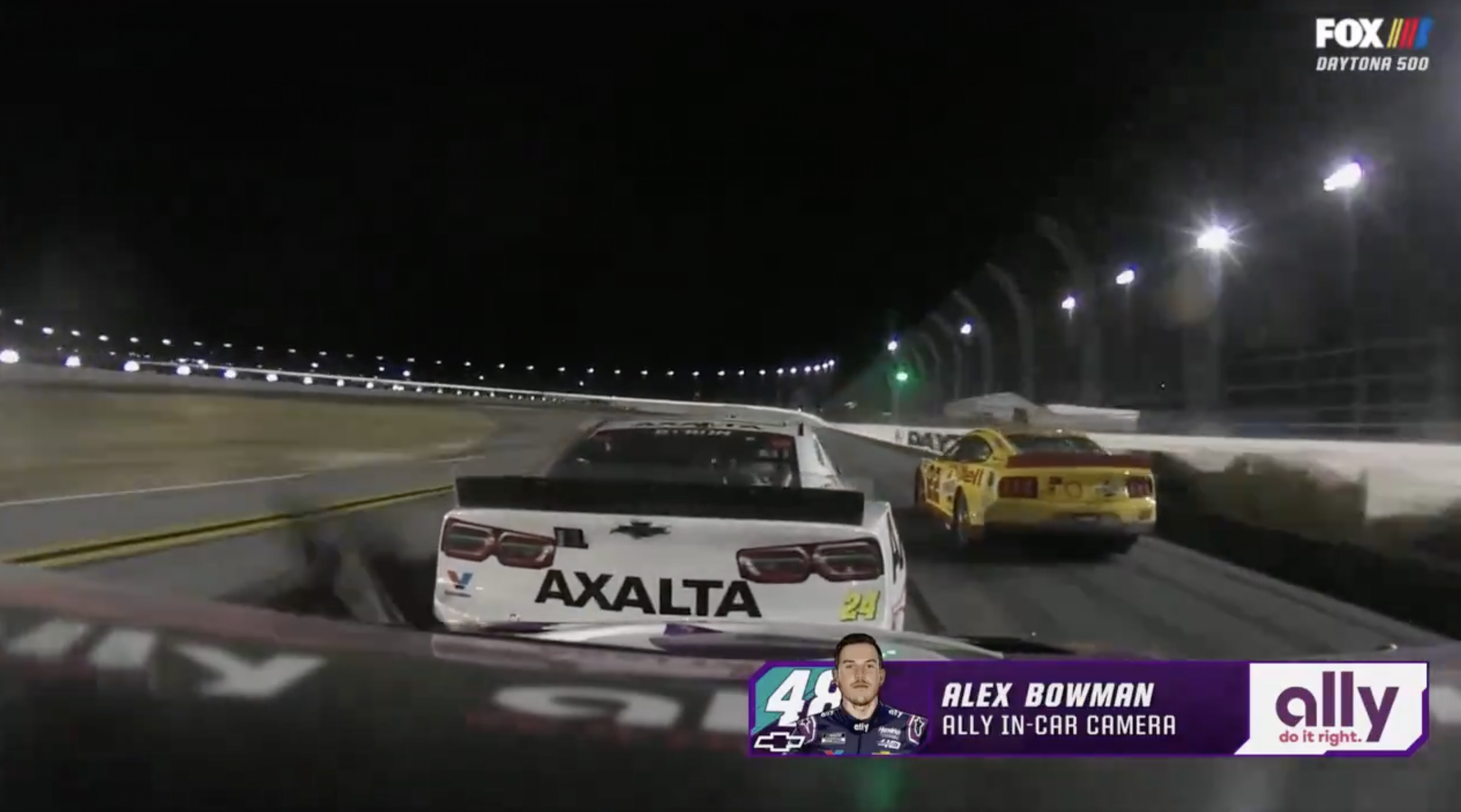 In-car camera shot during Fox's broadcast of Daytona 500