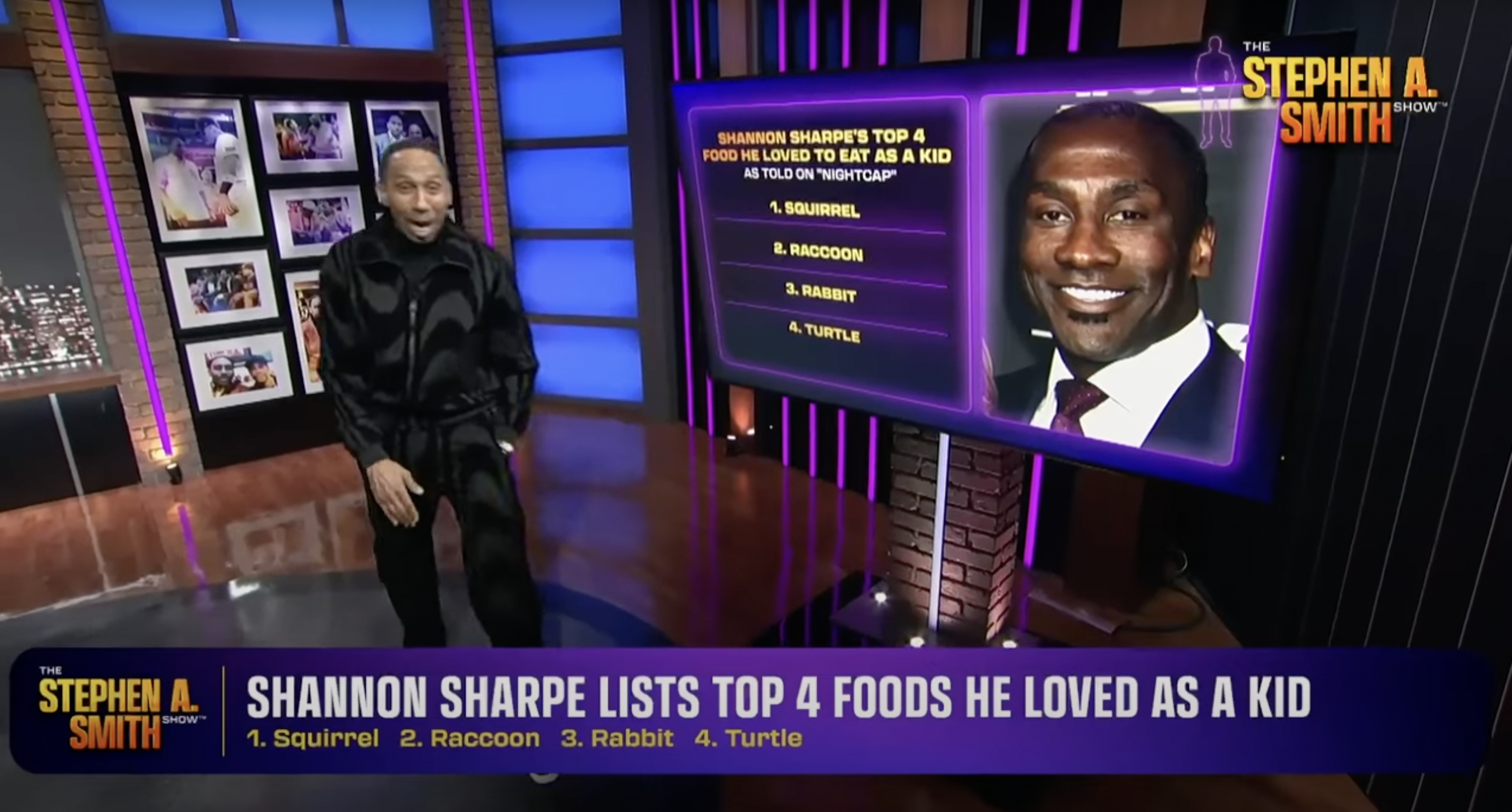 Stephen A. Smith discussing Shannon Sharpe's youth diet on his show.