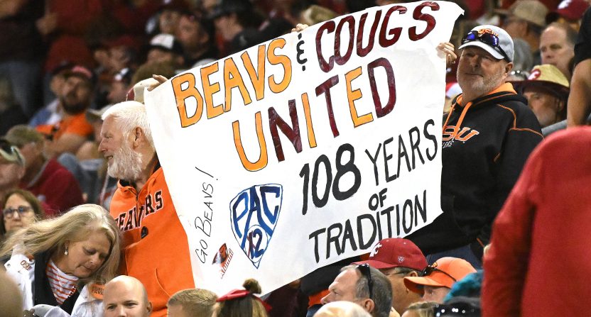Oregon State and Washington State are reportedly nearing a TV deal with The CW to broadcast their 2024 home football games. Photo Credit: James Snook-USA TODAY Sports