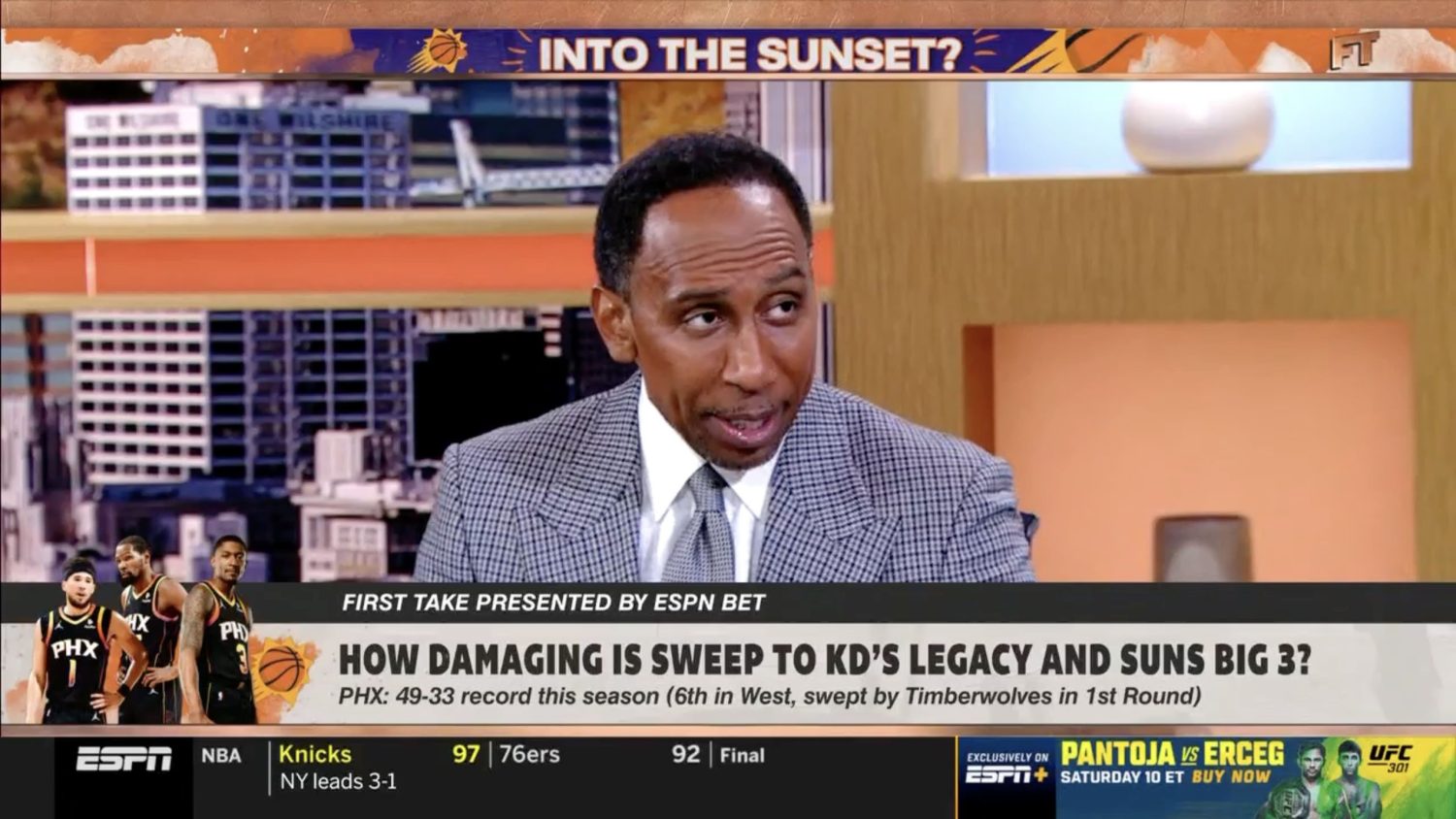 Stephen A. Smith discussing Devin Booker on First Take