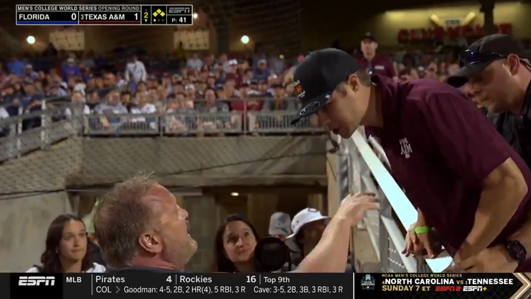 ESPN cameras capture security incident near dugout at College World Series
