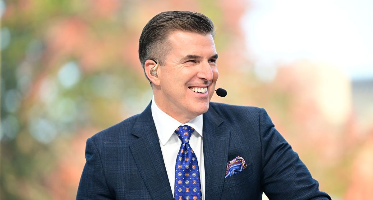 Rece Davis on the set of College GameDay Built by the Home Depot at the University of Oregon.