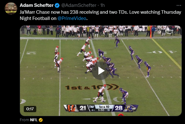 Adam Schefter shouts out Prime Video one week after sharing video from illegal stream