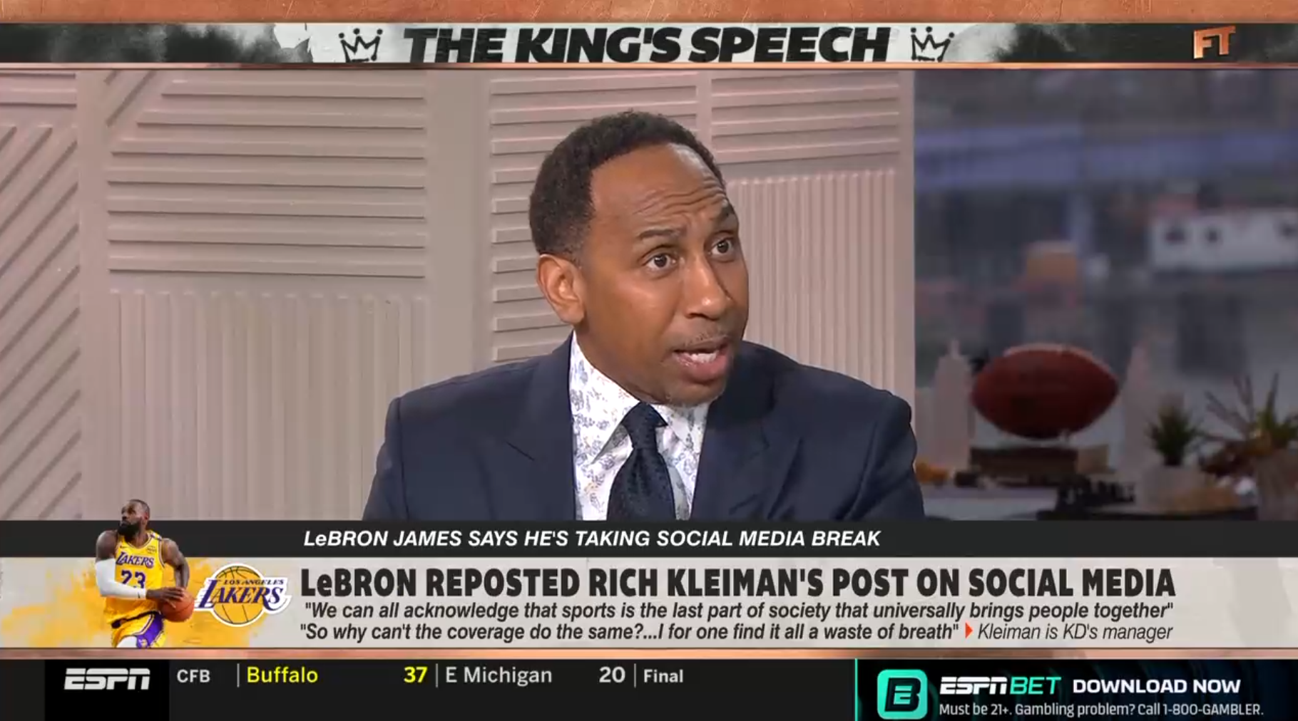 Stephen A. Smith defends media following criticism from LeBron James