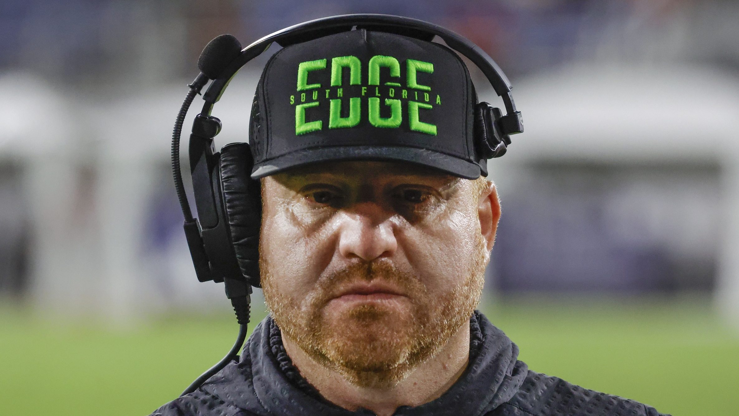 South Florida Bulls head coach Alex Golesh on the sidelines during the second half against the Florida Atlantic Owls at FAU Stadium.