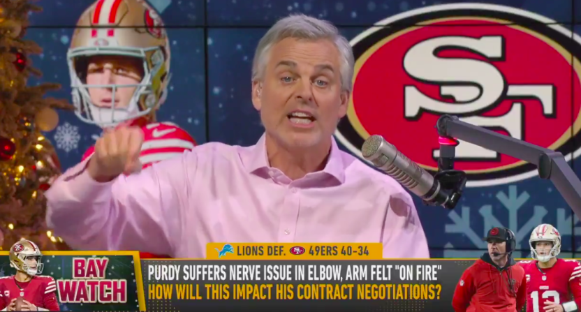 Colin Cowherd said Tuesday the 49ers would be making a mistake to give quarterback Brock Purdy a deal worth $50 million or more per year. Photo Credit: The Herd