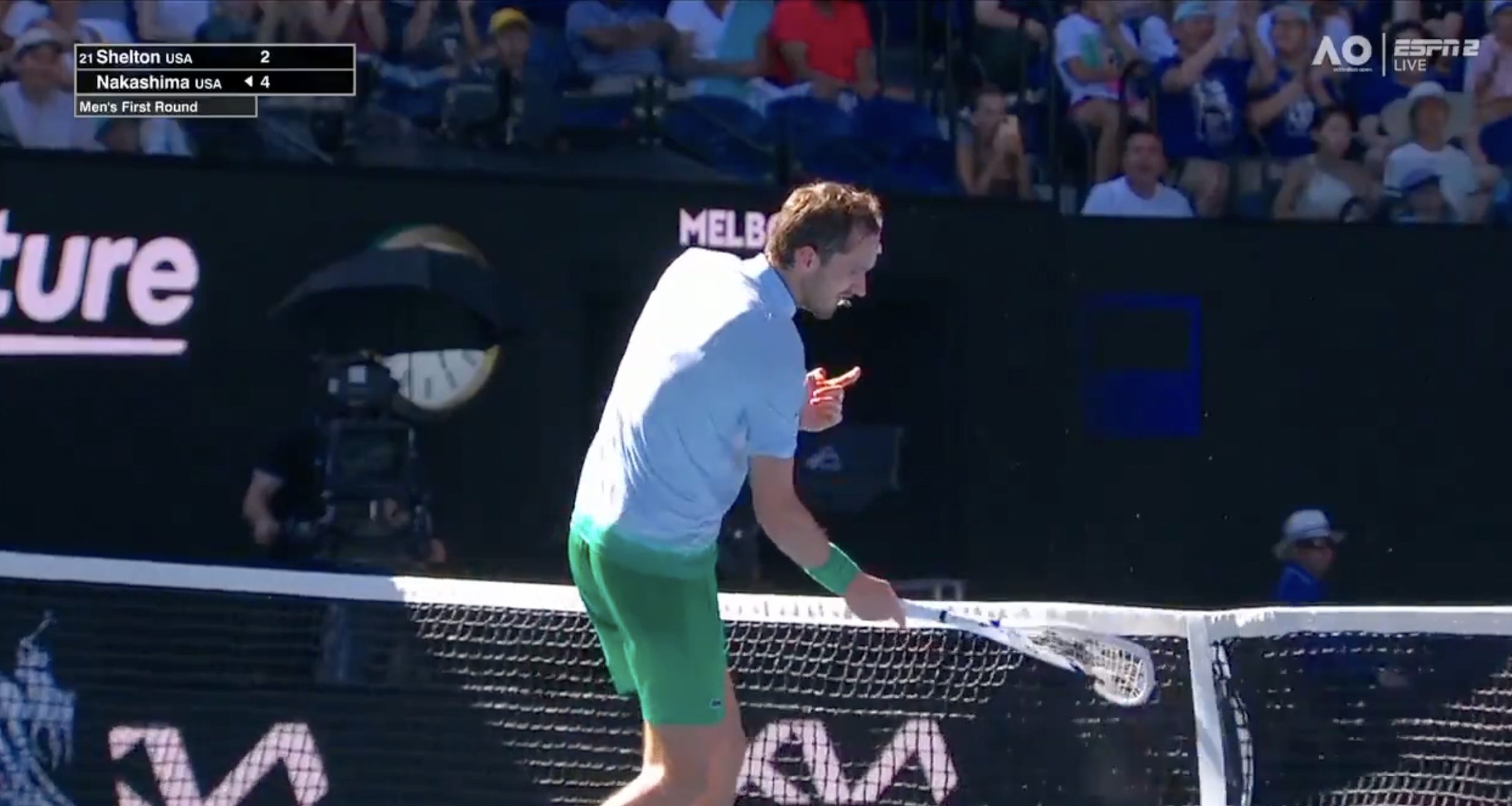 Daniil Medvedev took out frustrations on ESPN net camera during Australian Open