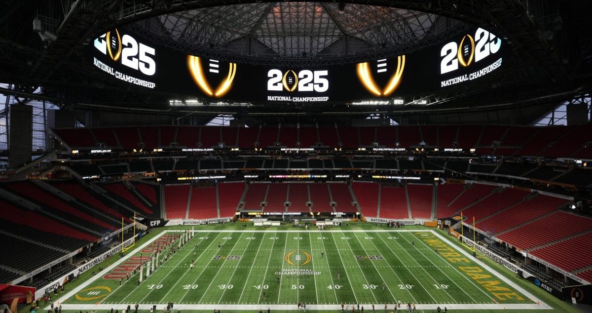 A general overall view of an empty Mercedes-Benz Stadium ahead of the 2025 College Football Playoff National Championship Game.