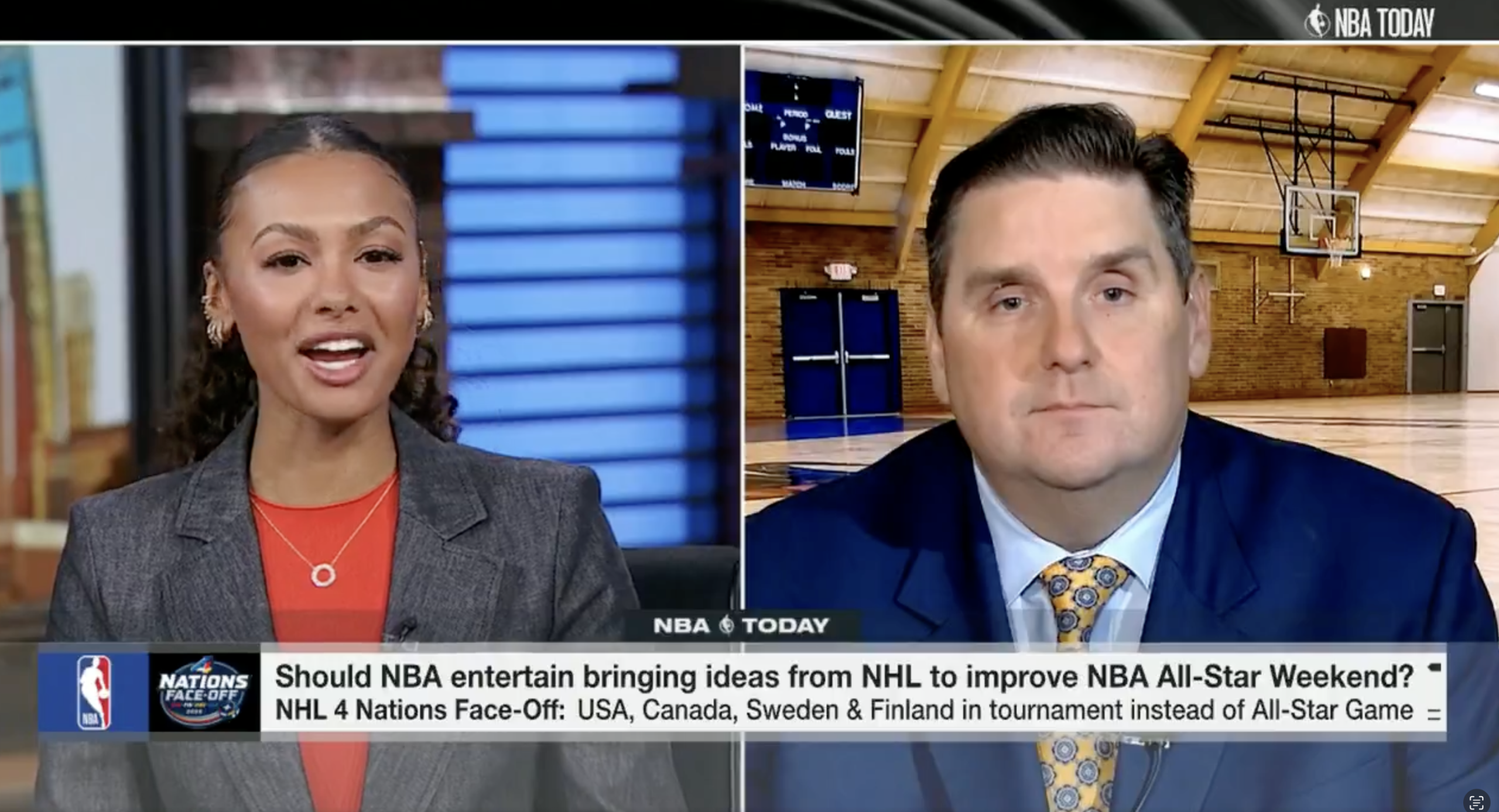 Brian Windhorst discussing the NHL's 4 Nations Face-Off