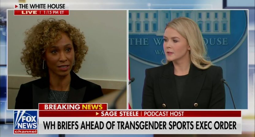 Former ESPN host Sage Steele appears at White House press briefing with White House Press Secretary Karoline Leavitt