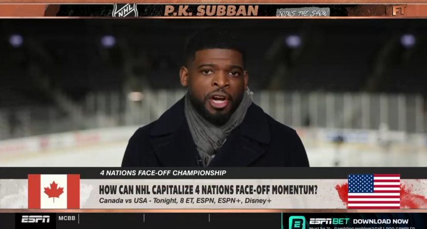 P. K. Subban said that many people have argued that the 4 Nations Face-Off final could be bigger than the Stanley Cup Finals.