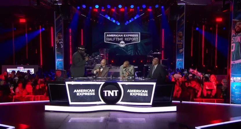 During the halftime show of Thursday's Thunder vs. Timberwolves game on TNT, Shaq let a few curse words fly. Photo Credit: TNT