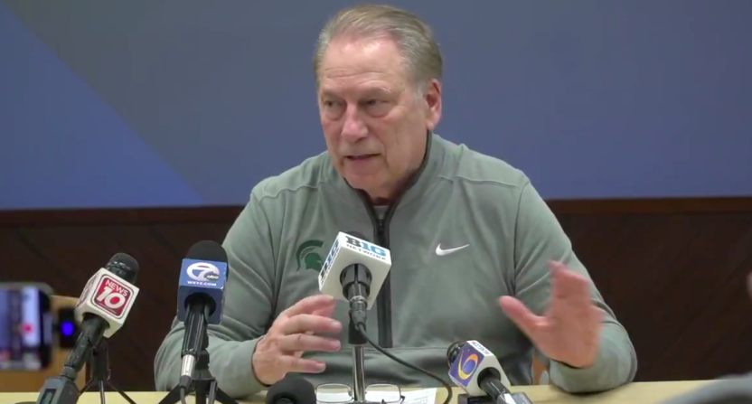 Tom Izzo hits Kansas City Chiefs with stray during press conference