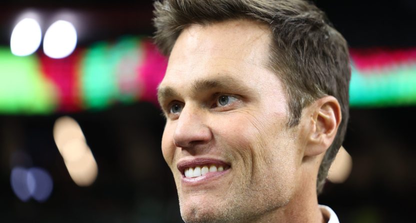 Feb 9, 2025; New Orleans, LA, USA; Tom Brady on the field before Super Bowl LIX between the Philadelphia Eagles and the Kansas City Chiefs at Ceasars Superdome. Mandatory Credit: Mark J. Rebilas-Imagn Images