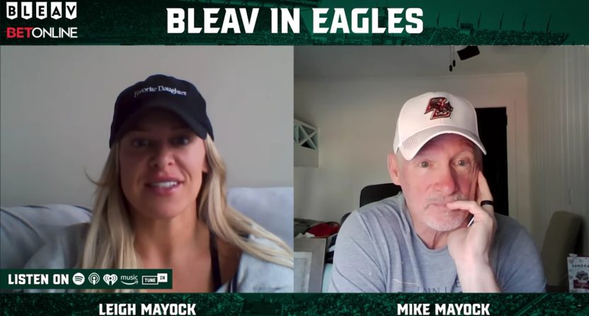Leigh Mayock and Mike Mayock on "Bleav in Eagles."