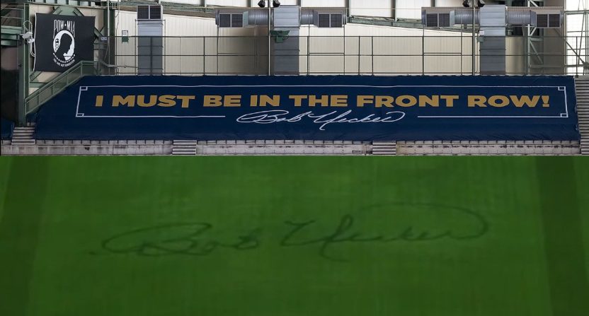 A pair of Bob Uecker tributes at American Family Field. Photo Credits: Milwaikee Brewers on X.