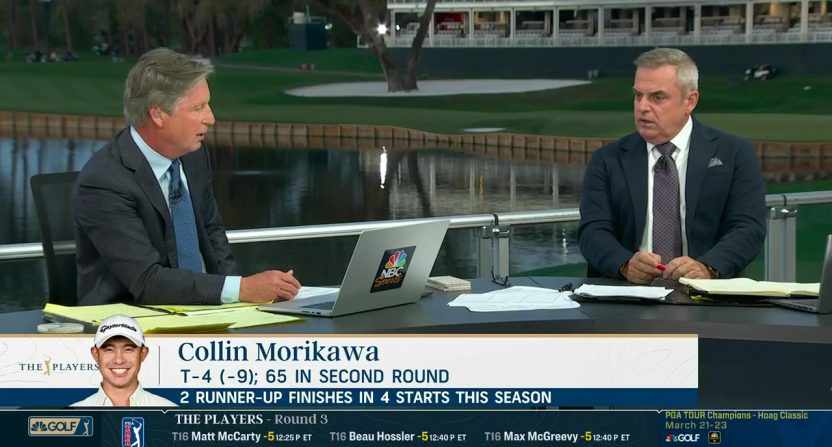 Brandel Chamblee and Paul McGinley respond to Collin Morikawa. Photo Credit: The Golf Channel.