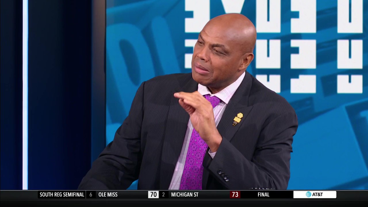Charles Barkley discusses the first half of Friday night's Sweet 16 game between Michigan and Auburn. Photo Credit: CBS