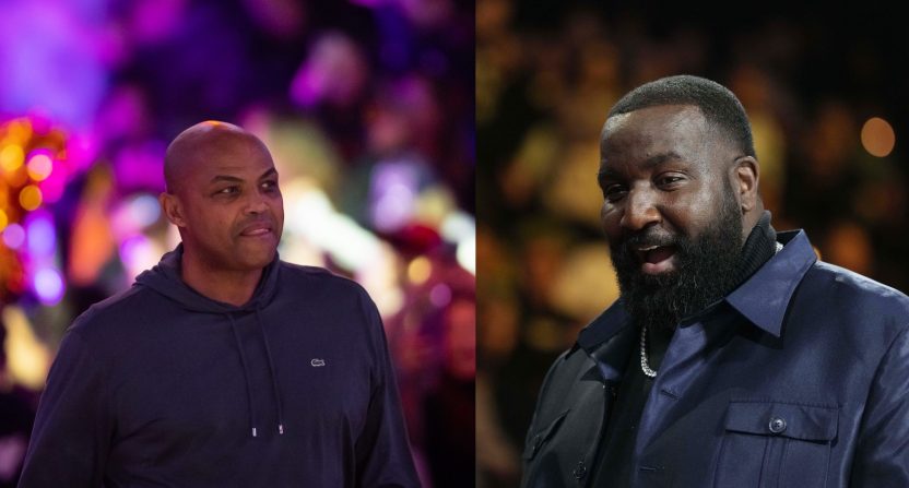 Charles Barkley and Kendrick Perkins. Mark J. Rebilas-Imagn Images (Charles Barkley, left); Kyle Terada-Imagn Images (Kendrick Perkins, right)