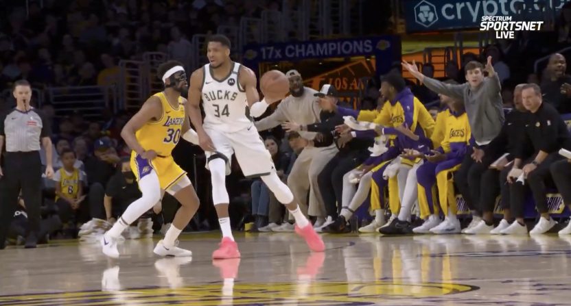 Giannis Antetokounmpo gets away with carry