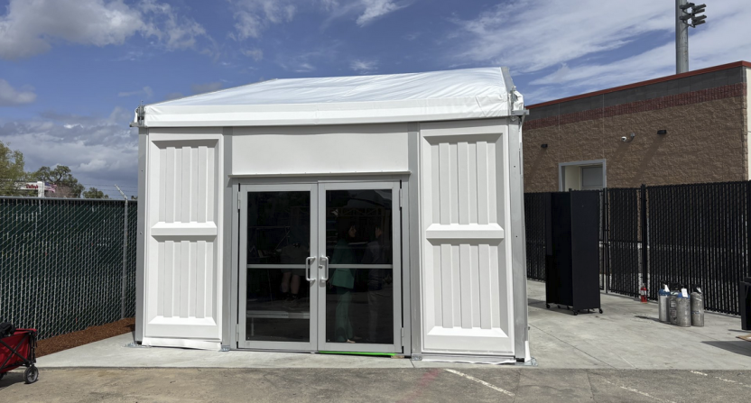A's press conference tool shed