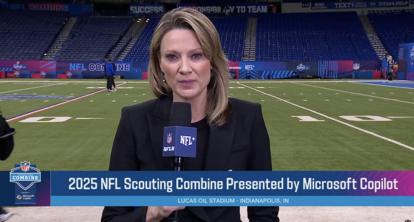 NFL Network reporter Stacey Dales reporting on Jack Bech's tribute to his late brother Tiger Bech